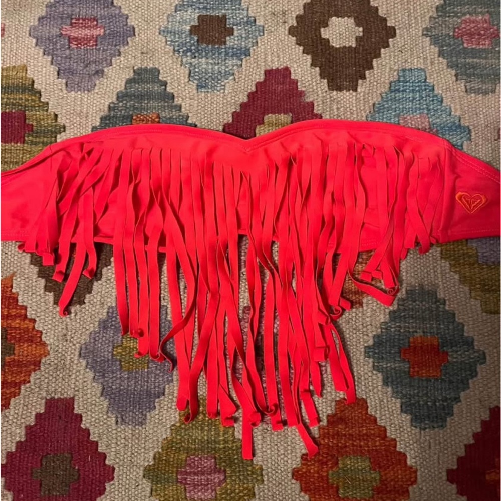 Size small, pink strapless bikini top (Roxy)